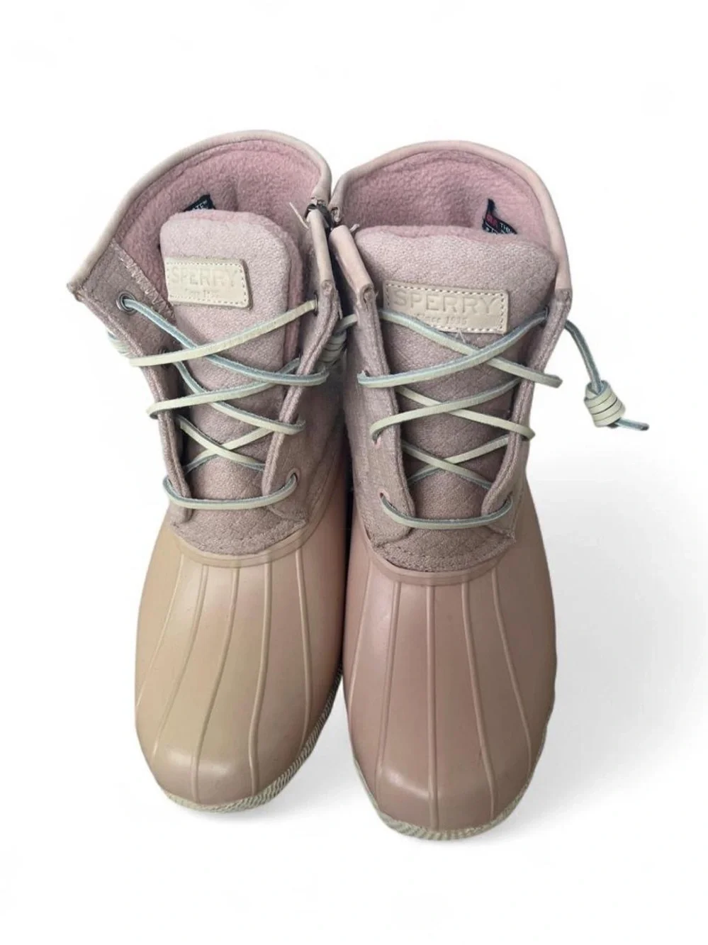 Sperry Fall Winter Waterproof Pink & Tan Rain Boots Women’s 6 Duckboots